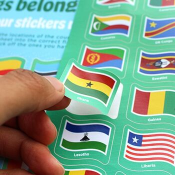 Cartes d'Afrique et des Caraïbes, drapeaux autocollants et faits amusants Pack complet 5