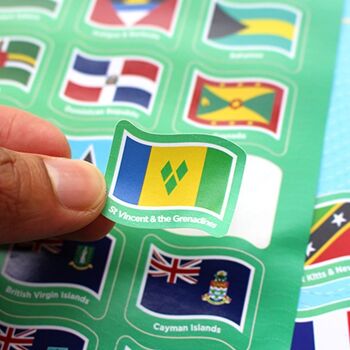 Cartes d'Afrique et des Caraïbes, drapeaux autocollants et faits amusants Pack complet 6