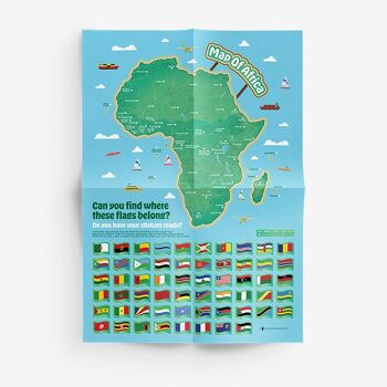 Cartes d'Afrique et des Caraïbes, drapeaux autocollants et faits amusants Pack complet 10