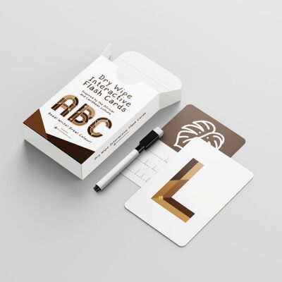 ABC - Dry Wipe Interactive Reusable Flash Cards - Brown