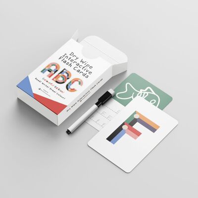 ABC - Dry Wipe Interactive Reusable Flash Cards - Colourful