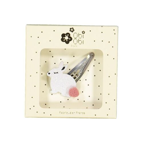 Barrette Lapin Blanc - Lot de 6