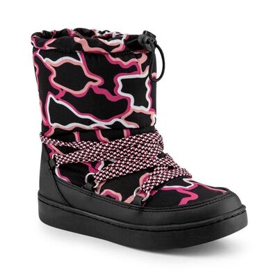 Bibi Drop Urban Boots - Black and Pink with Fur - water repellent