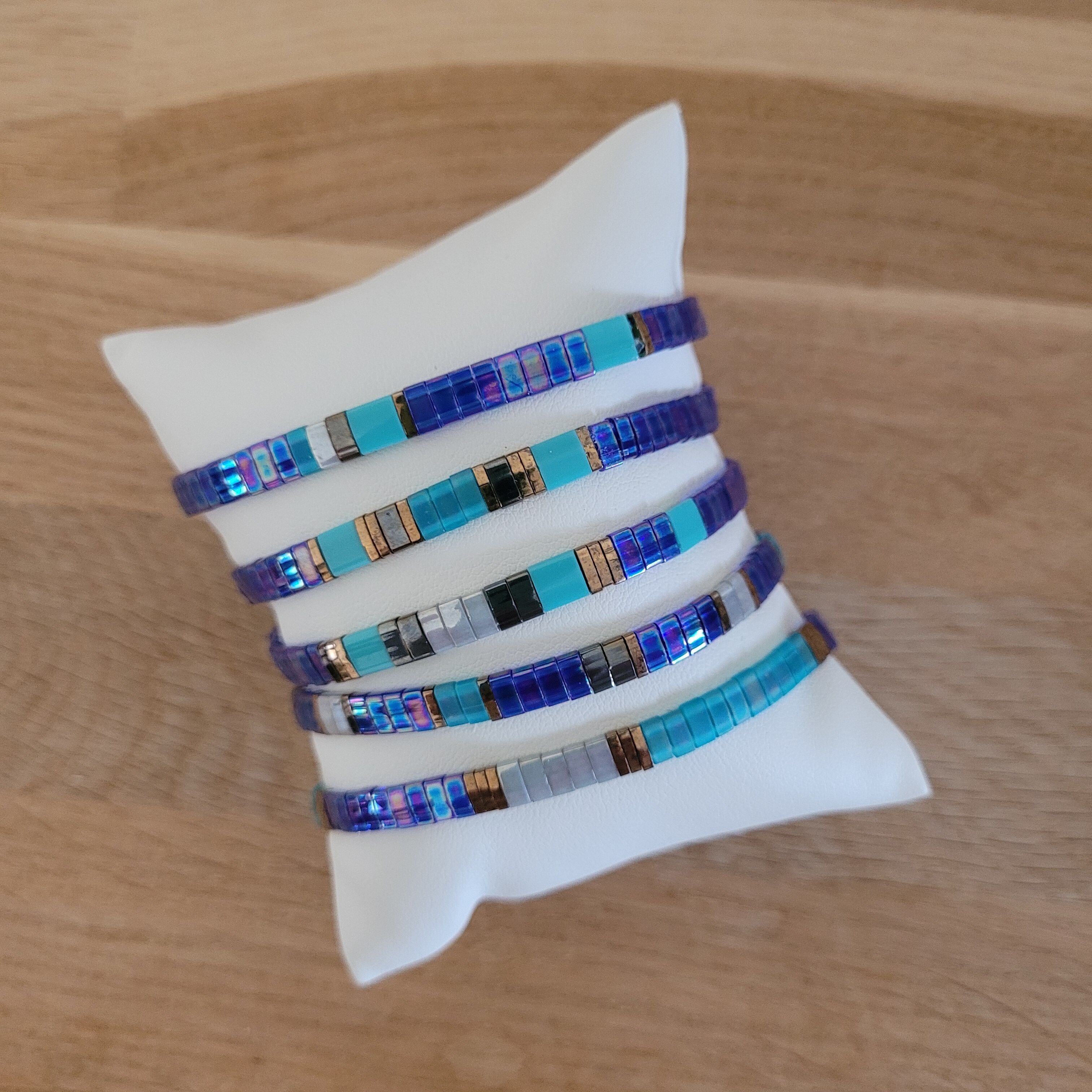 TILA- 5 pulseras - Turquesa Gris Cobalto