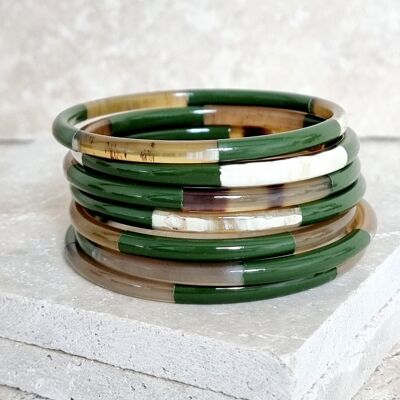 Bracelet Jonc Corne - 5 mm - Trio Kaki