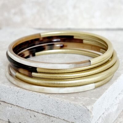 Horn Bangle Bracelet - 3 mm - Duo Gold