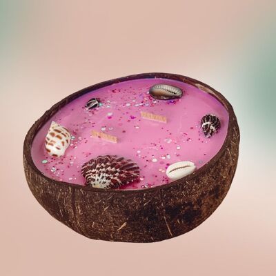 Bougie coco Maui -  Framboise - coquillage surf