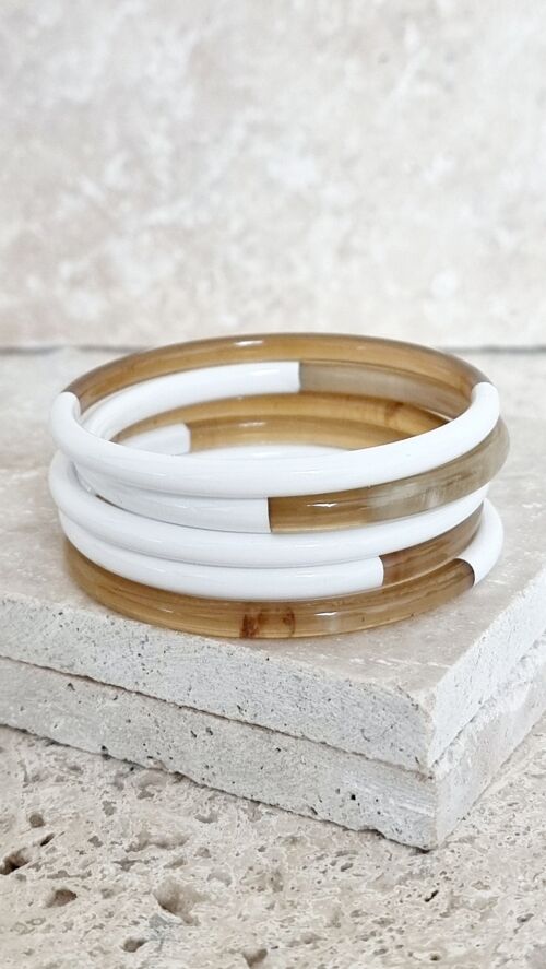 Bracelet Jonc Corne - 5 mm - Duo White