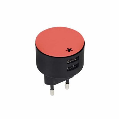 Enchufe 2 Adaptador USB | rojo coral