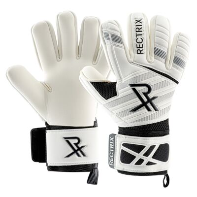 Rectrix 1.0 Goalkeeper Gloves (With Free Zip Case) - White - Negative Cut - Youth & Adult Sizes