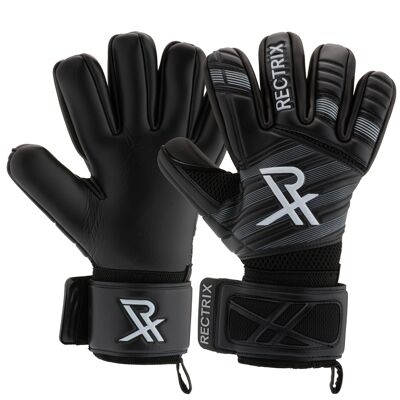 Rectrix 1.0 Goalkeeper Gloves (With Free Zip Case) - Black - Negative Cut - Youth & Adult Sizes
