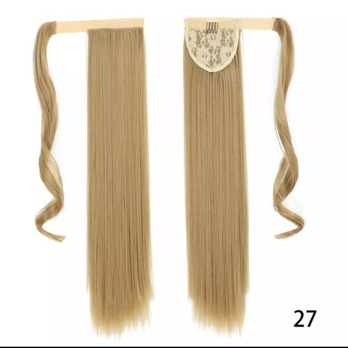 30 inch Blonde Long Straight Ponytail Hair Extensions Synthetic for Women