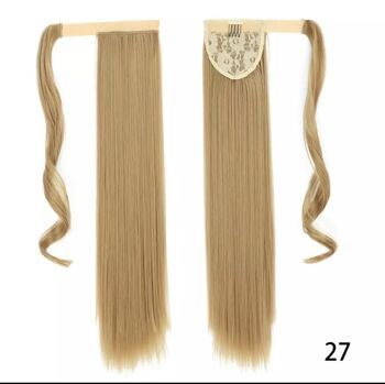 30 pouces Blonde Long Straight Ponytail Extensions de Cheveux Synthétiques pour Femmes