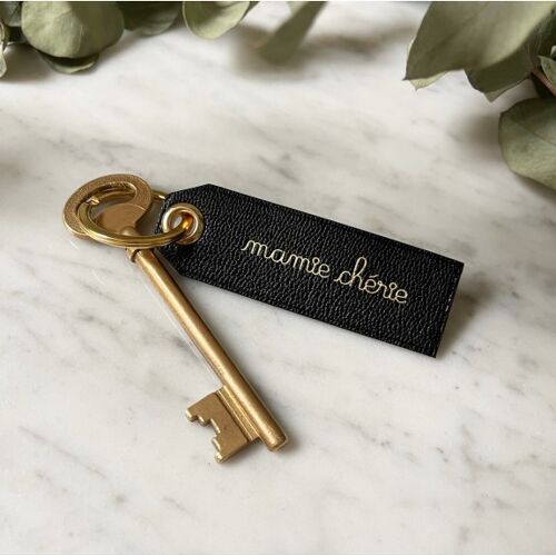 Porte clés Mamie chérie noir - Cuir