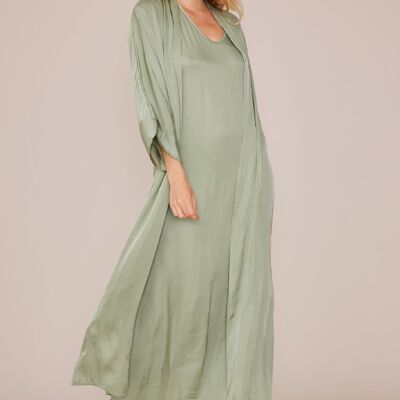 YOANIS Long Dress With V-Neckline in Mint Green