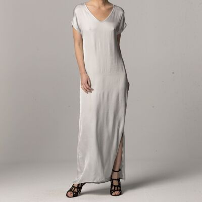 YOANIS Long Dress With V-Neckline in Silver