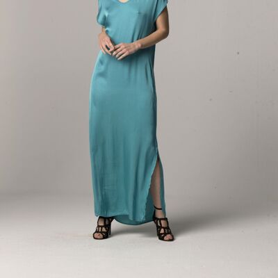 YOANIS Long Dress With V-Neckline in Turquoise