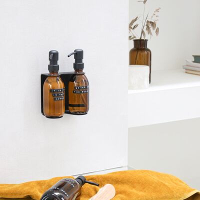 Hand soap bamboo brown glass black pump 250ml 'bring out the bubbles'