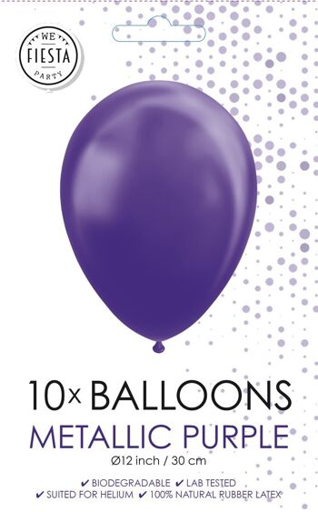 10 Ballons 12" violet métallisé 2