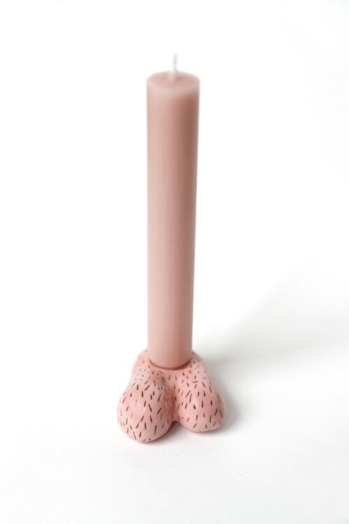 (HAIRY) BALLS candleholder | Pink ( Dark hair)