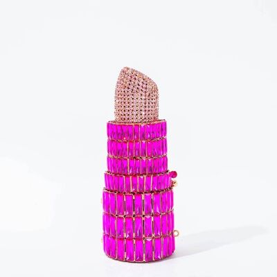 Saint Tropez Diamond Emerald Fuchsia Lipstick Evening Bag__