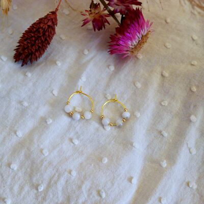 Mini-créoles Agate blanche
