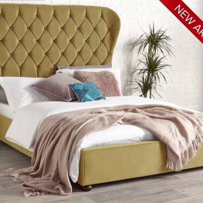 Designer Wing Upholstered Bed Frame - 4.6FT Double