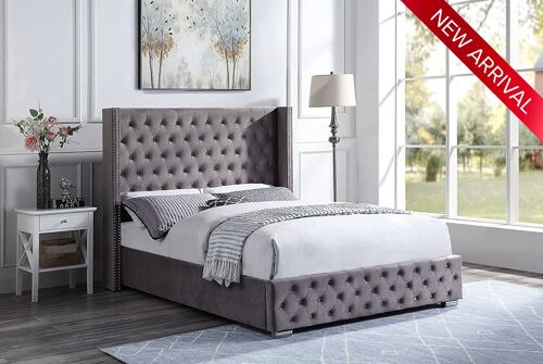 Optimus Wingback Upholstered Bed Frame - 4.0FT Small Double