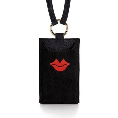 TELI phone pouch, black and red