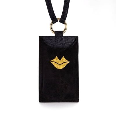 TELI phone pouch, black and gold