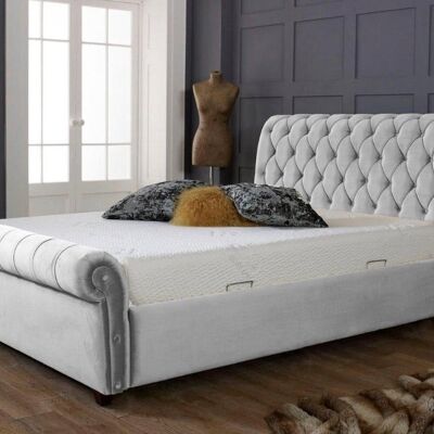 Sicily Scroll Upholstered Bed Frame - 5.0FT King Size
