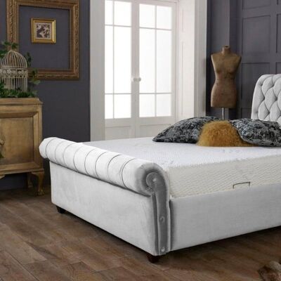 Sicily Scroll Upholstered Bed Frame - 6.0FT Super King