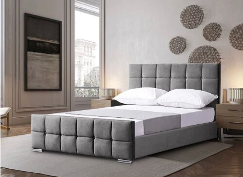 Napoca Cube Upholstered Bed Frame - 6.0FT Super King