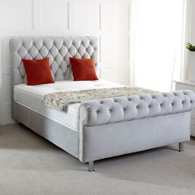Chesterfield Scroll Upholstered Bed Frame - 4.0FT Small Double