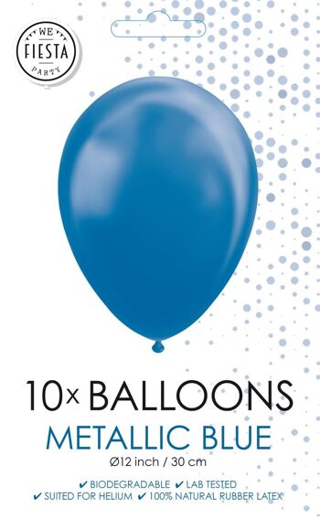 10 Ballons 12" bleu métallique 2