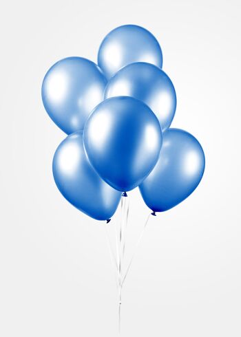 10 Ballons 12" bleu métallique 3