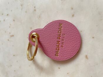 Porte clés coeur à la perle rose - Cuir 2