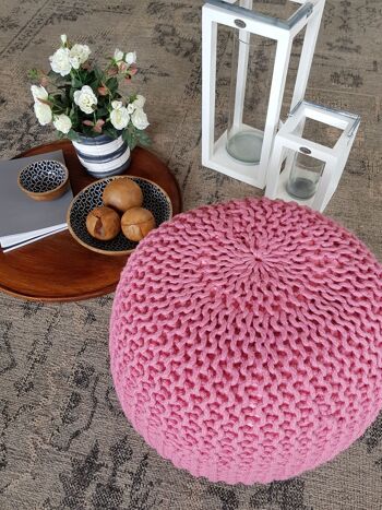 Pouf Ø 55 cm pouf tricoté tabouret tabouret piscine jardin intérieur & extérieur lavable rose pâle 5