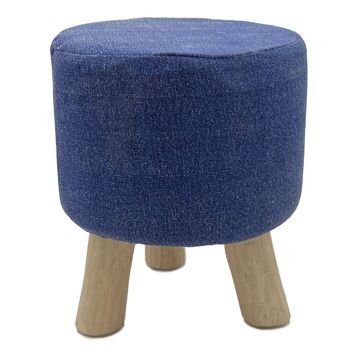 Tabouret 2ème choix Stone Washed Ø 35 cm Hauteur 45 cm Tabouret Pouf Tabouret avec pieds en bois de teck 1