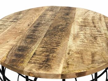 Table basse durable ronde ø 75 cm table de salon bois massif London grille métallique cadre métallique 6