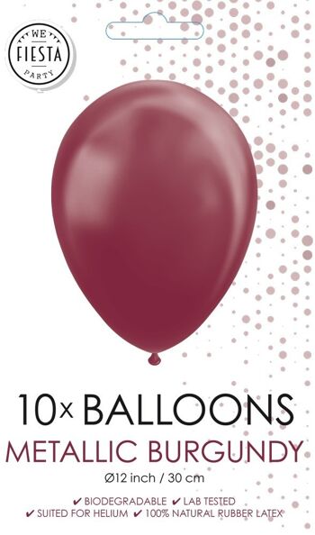 10 Ballons 12" bordeaux métallique 2