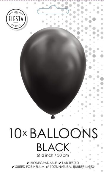 10 Ballons 12" noir métallique 2