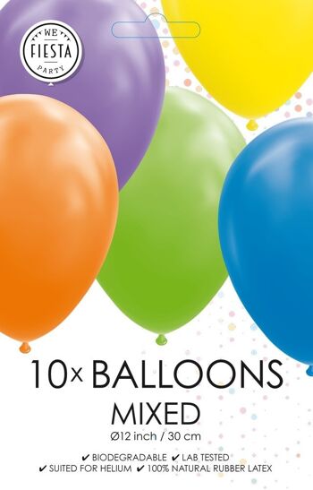 10 Ballons 12" couleurs mélangées 2