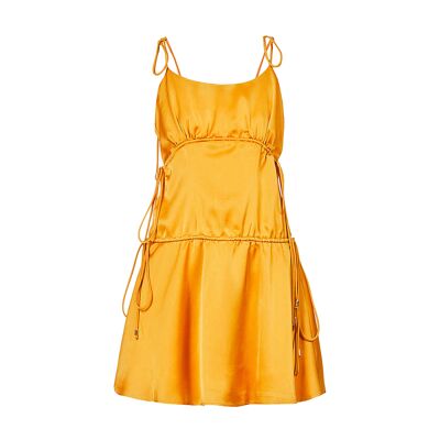 Clancy Orangefarbenes Satin-Krawattenkleid