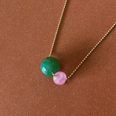 Gemstone necklace agate & tourmine