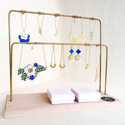 Jewelry display rack copper & wood
