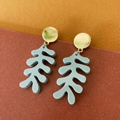 Recycled plastic seaweed earrings blue