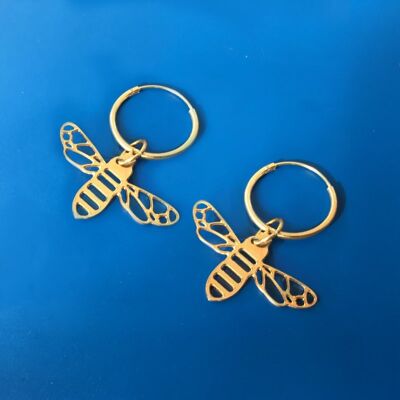 Bee golden earrings hoops