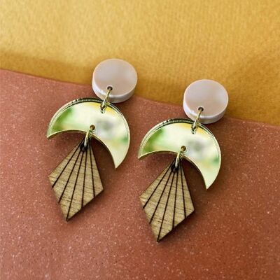 Boucles d'oreilles ArtDeco en plastique recyclé lune