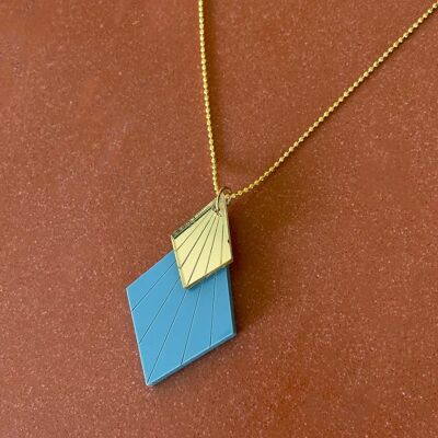 Collana ArtDeco in plastica riciclata blu